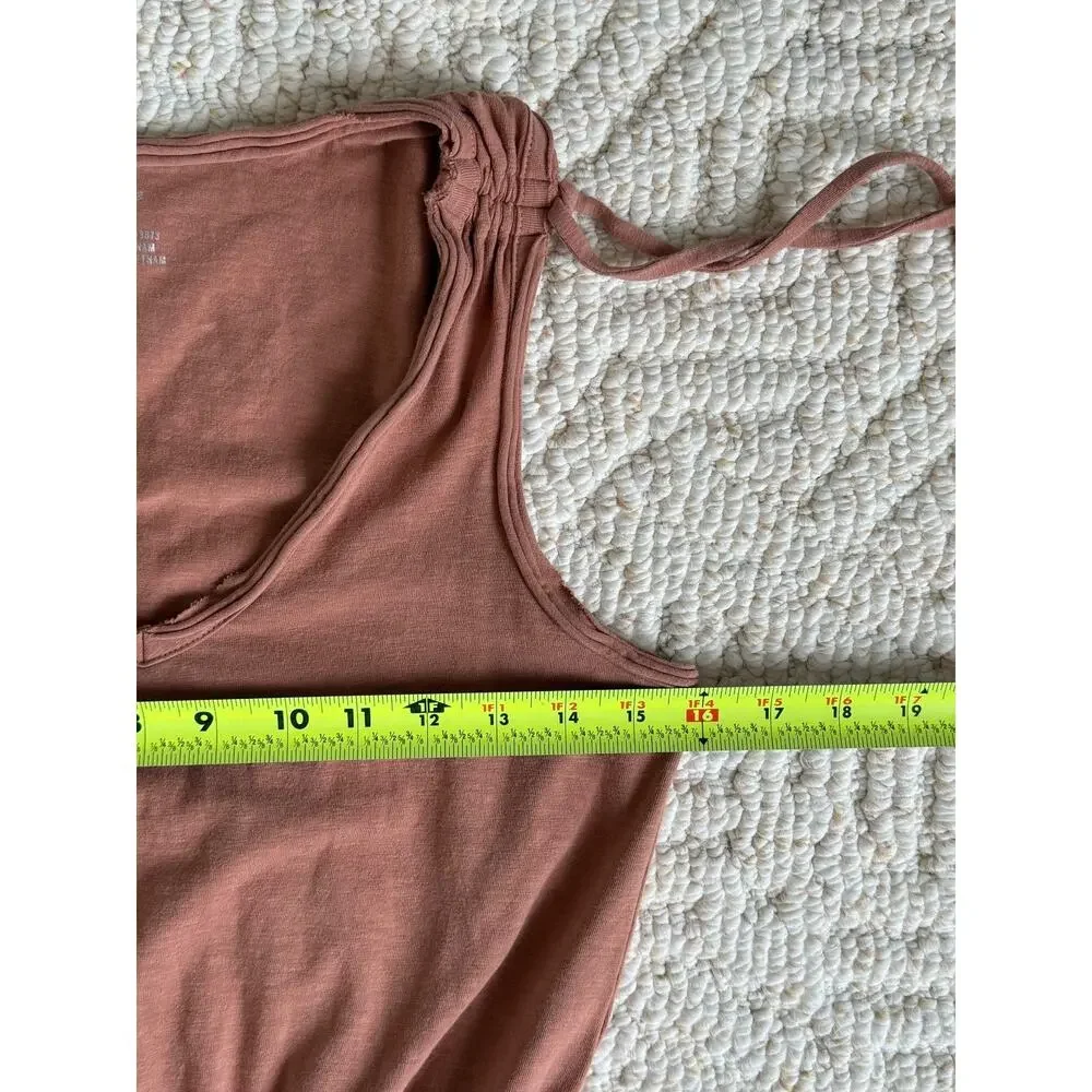 Aerie Womens S Romper Terracotta Tie Shoulder Tassel Boho Cotton Jersey Vacation